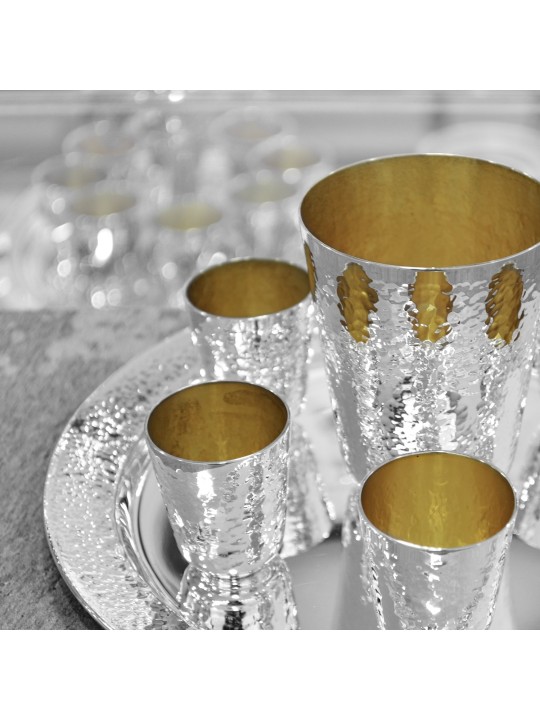Hammered modern Petite Kiddush Cup , Passover Gifts , Israeli Judaica