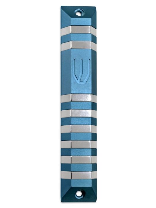 Large Trapeze Shaped Aluminum Mezuzah Case , Large Mezuzahs , Israeli