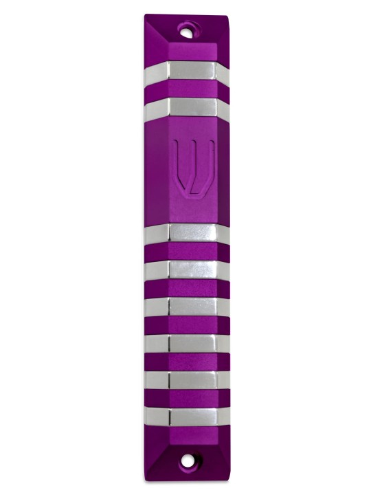 Large Trapeze Shaped Aluminum Mezuzah Case , Large Mezuzahs , Israeli