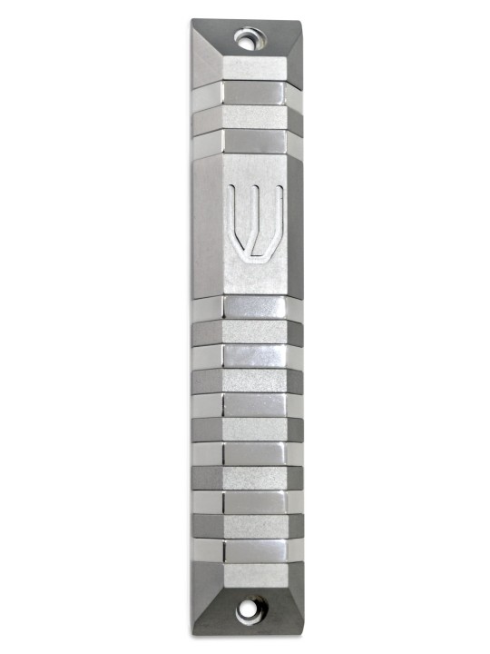 Large Trapeze Shaped Aluminum Mezuzah Case , Large Mezuzahs , Israeli