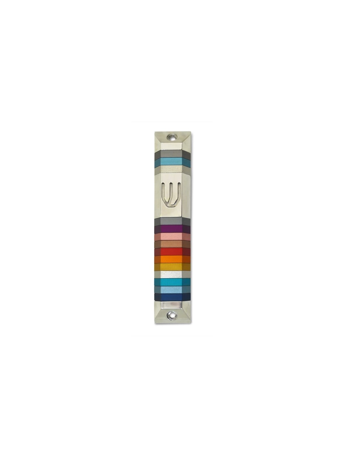 Colorful Trapeze Shaped Mezuzah Case , Large Mezuzahs , Israeli Judaic