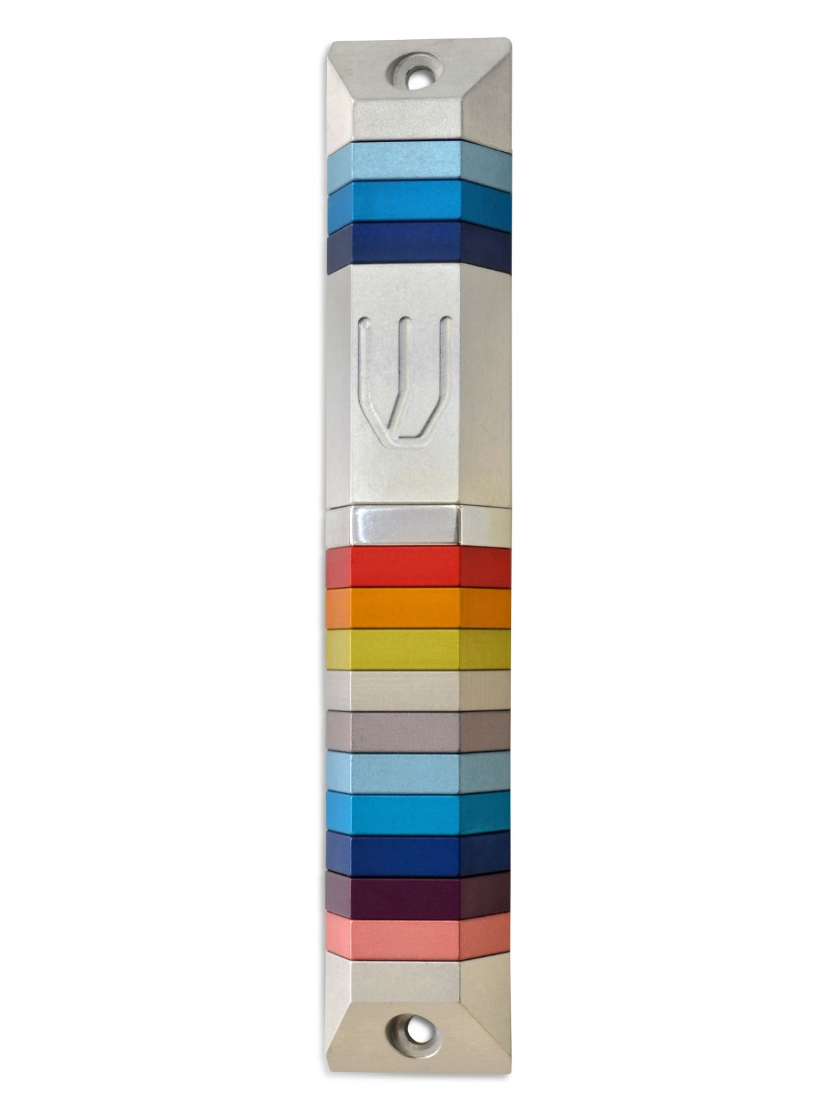 Colorful Trapeze Shaped Mezuzah Case , Large Mezuzahs , Israeli Judaic
