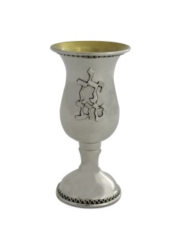 Coupe de Kiddouch florale unique en argent sterling pour vos cadeaux de Pâque,