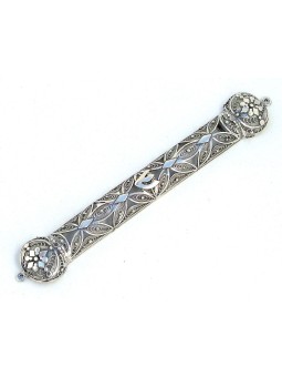 Filigree Ornated Yemenite Mezuzah Case , Large Mezuzahs , Israeli Juda