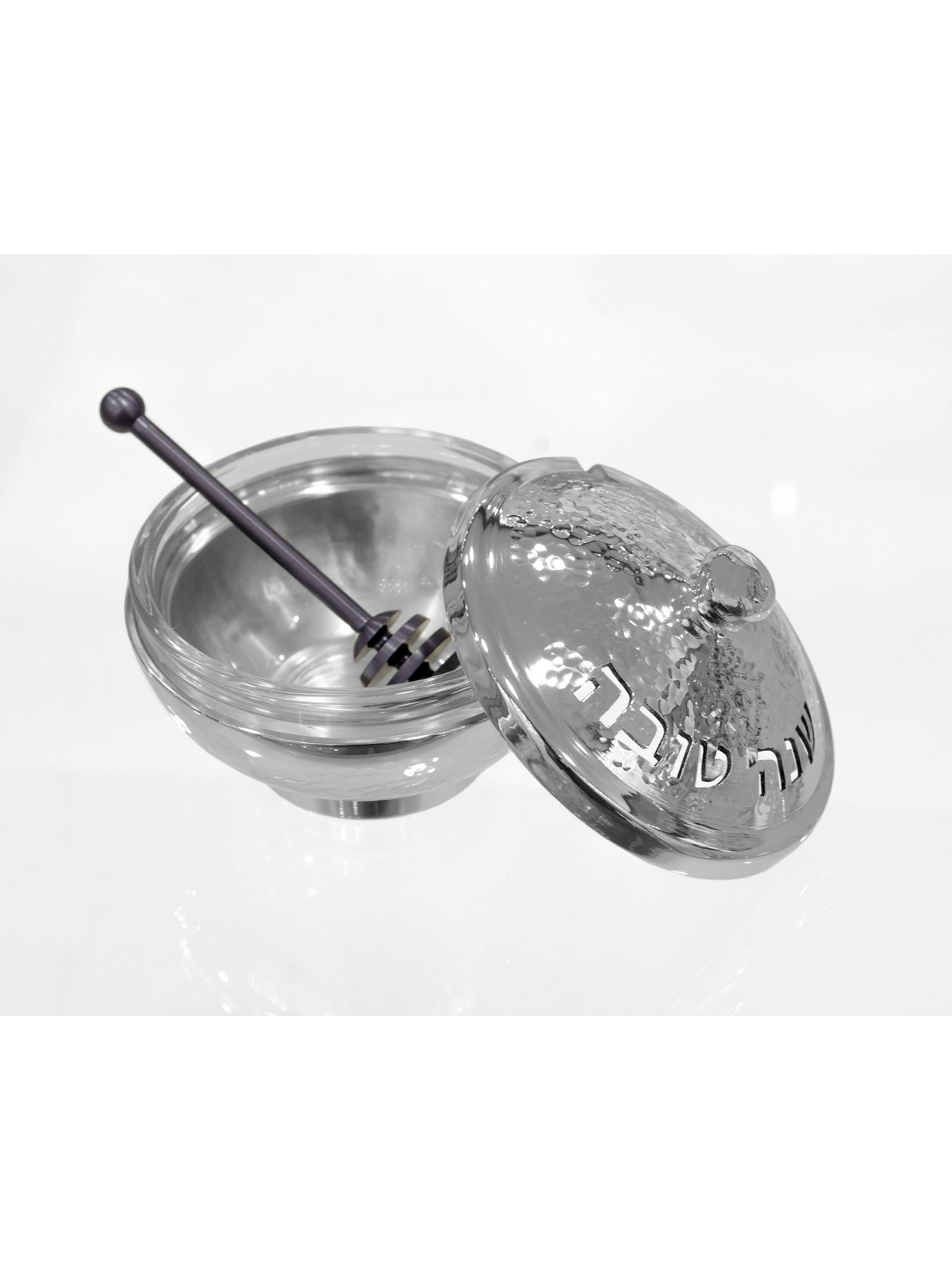 Modern Aluminum Hammered Honey Pot , Aluminum Honey Dishes , Israeli J