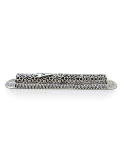 Silver Hollow Mezuzah Case With Yemenite Filigree , For 7cm Scrolls ,