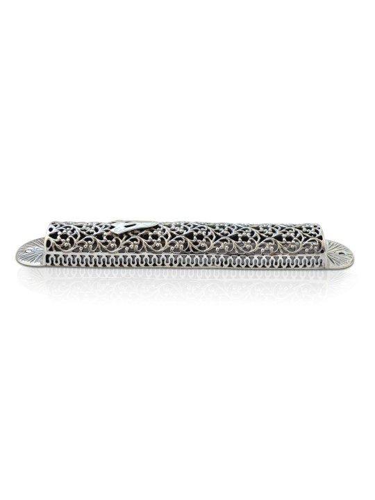 Étui Mezouza creux en argent avec filigrane yéménite, pour rouleaux de 7 cm,