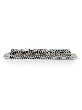 Étui Mezouza creux en argent avec filigrane yéménite, pour rouleaux de 7 cm,