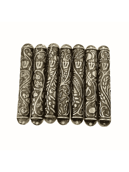 7 étuis Mezuzah en étain, conception de sept espèces, Avi Nadav Mezuzah Ca