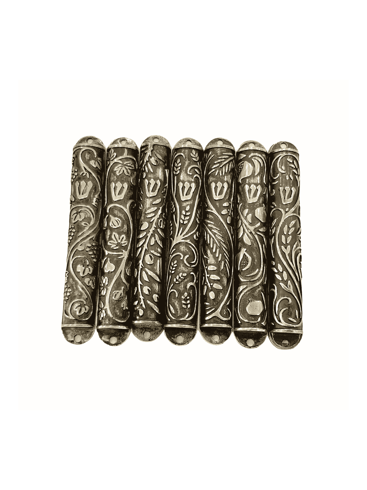 7 étuis Mezuzah en étain, conception de sept espèces, Avi Nadav Mezuzah Ca