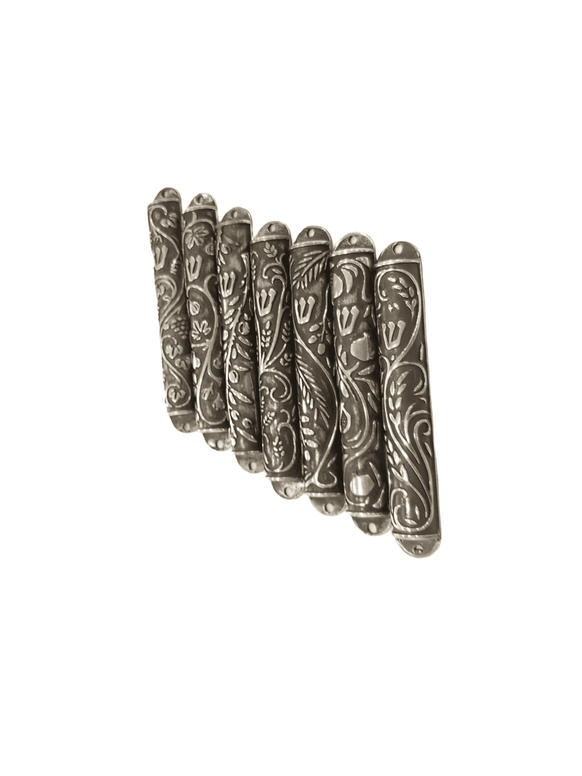 7 étuis Mezuzah en étain, conception de sept espèces, Avi Nadav Mezuzah Ca