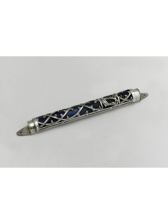 Étui Mezouza en argent avec émail multicolore, pour rouleaux de 7 cm, Israël