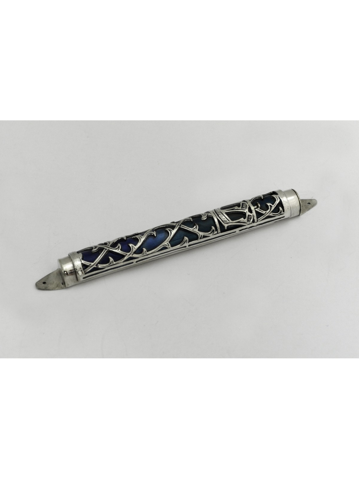 Étui Mezouza en argent avec émail multicolore, pour rouleaux de 7 cm, Israël