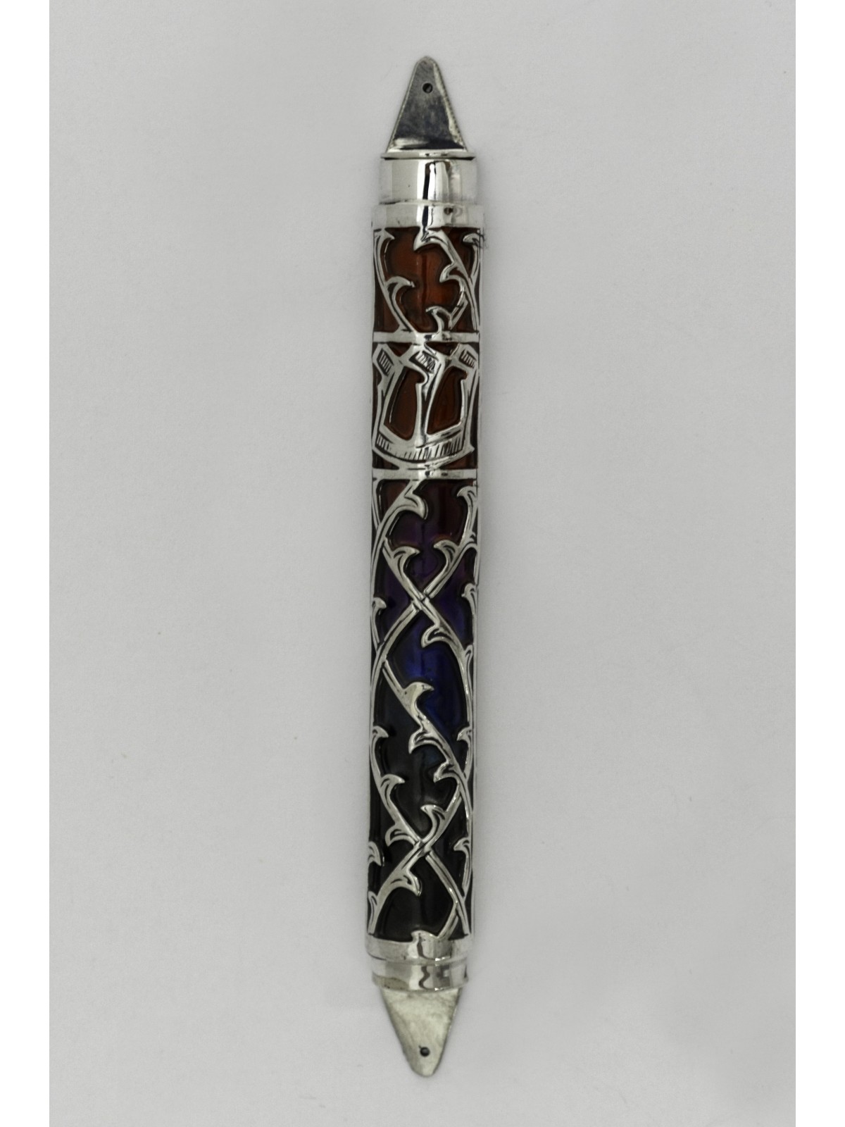 Étui Mezouza en argent avec émail multicolore, pour rouleaux de 7 cm, Israël