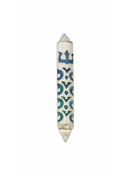 Étui Mezuzah argenté avec couleurs d’émail personnalisées, étui Avi Nadav Mezuzah