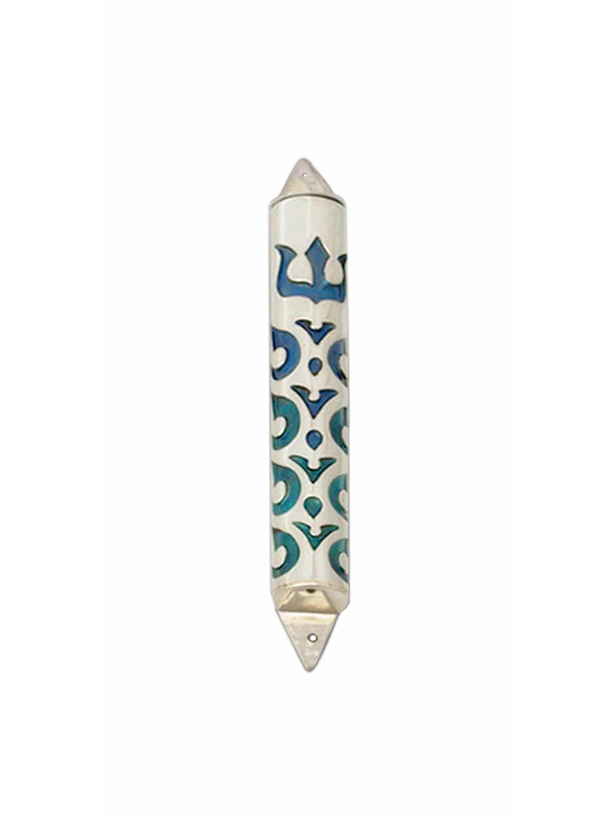 Silver Mezuzah Case with Custom Enamel Colors , Avi Nadav Mezuzah Case