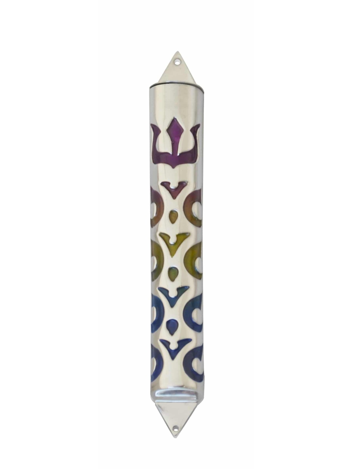 Étui Mezuzah argenté avec couleurs d’émail personnalisées, étui Avi Nadav Mezuzah
