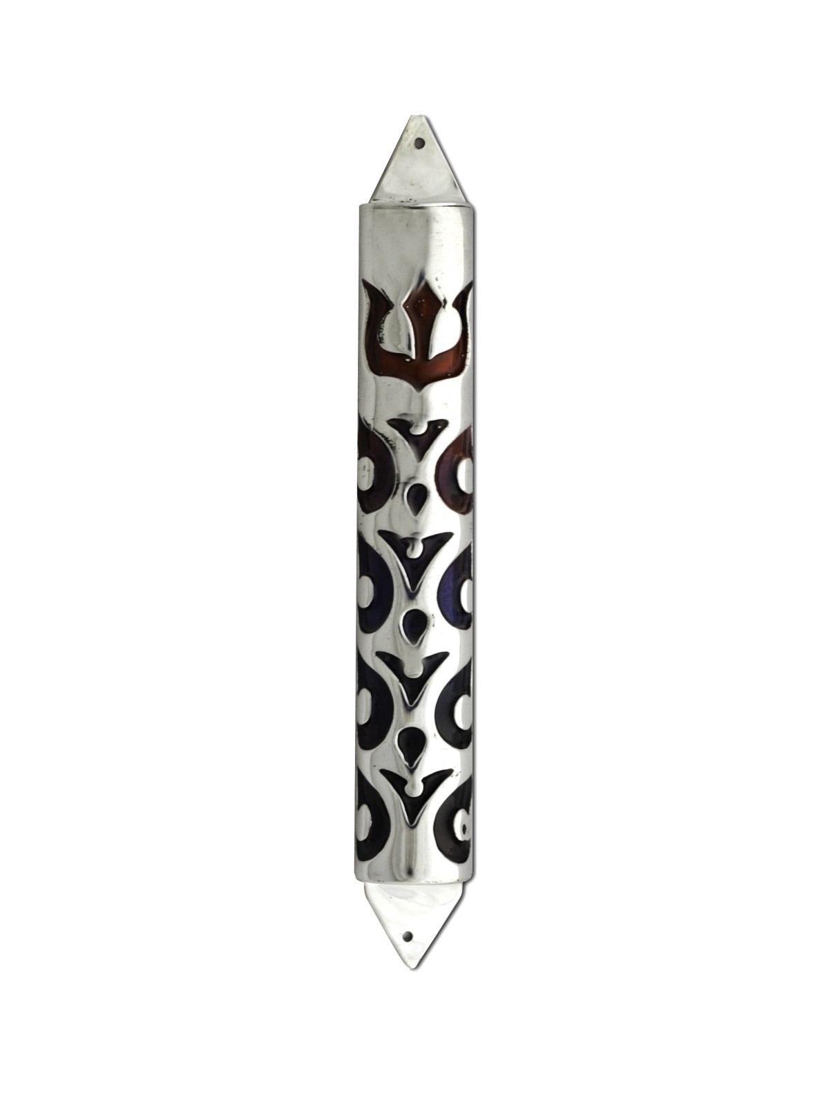 Silver Mezuzah Case with Custom Enamel Colors , Avi Nadav Mezuzah Case