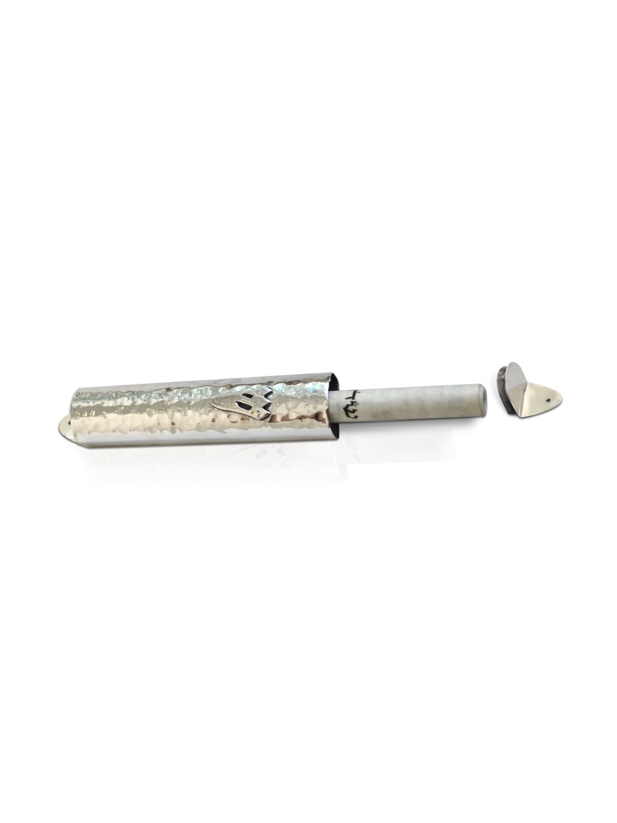 Sterling Silver Hammered Modern Mezuzah Case , For 7cm Scrolls , Israe