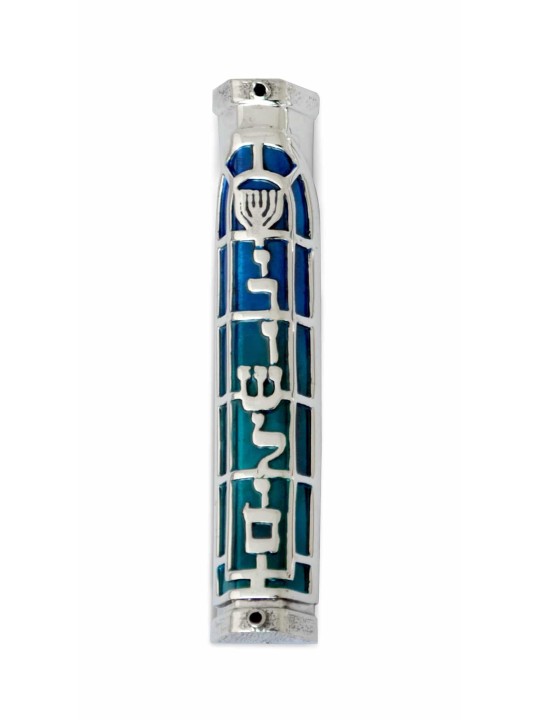 Étui Mezuzah avec décoration de Jérusalem et Menorah, Avi Nadav Mezuzah