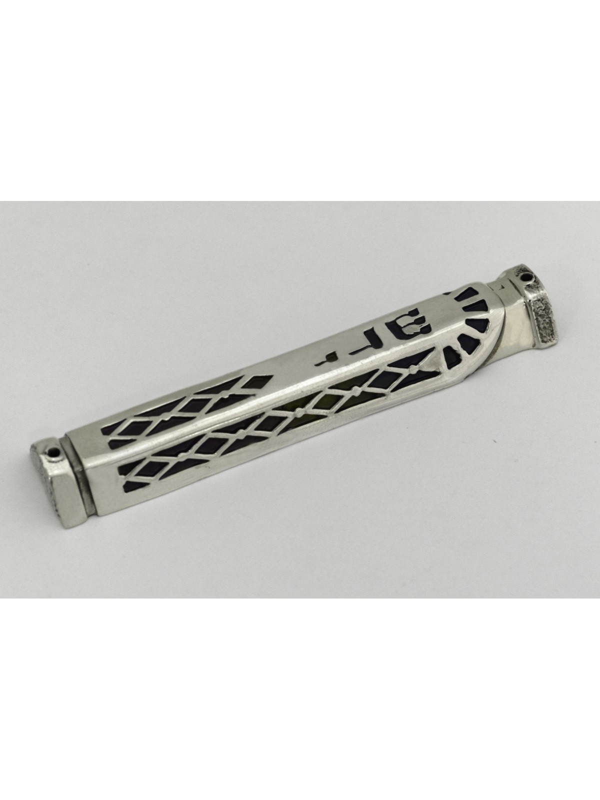 Cas coloré unique de Mezuzah d'argent sterling, cas d'Avi Nadav Mezuzah