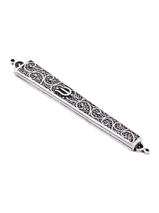 Superbe longue couverture Mezuzah avec filigrane yéménite, pour rouleaux de 7 cm,