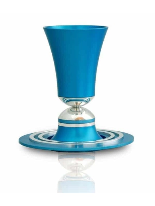 Stunning Colorful Kiddush Aluminum Set , Modern Kiddush Cups , Israeli
