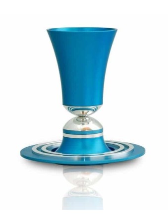 Stunning Colorful Kiddush Aluminum Set , Modern Kiddush Cups , Israeli