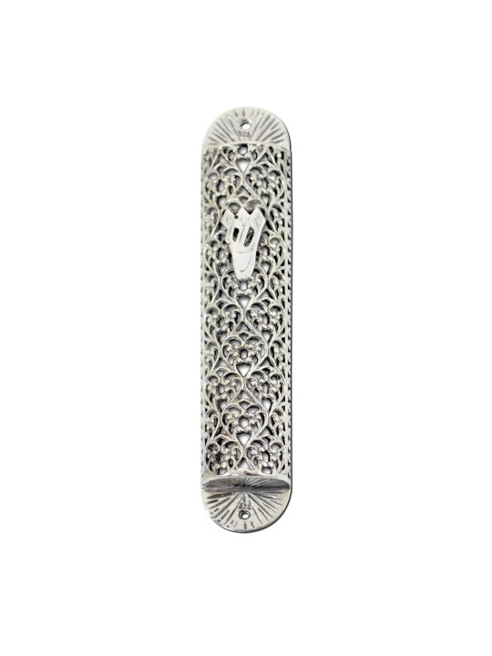 Couverture de Mezuzah en argent filigrane découpée, pour rouleaux de 7 cm, Juda israélien