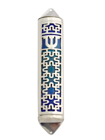 Étui Mezuzah coloré moderne en argent sterling, Avi Nadav Mezuzah