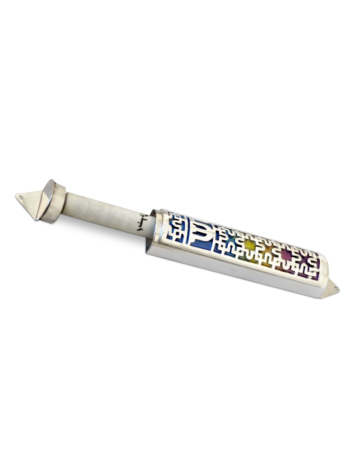 Étui Mezuzah coloré moderne en argent sterling, Avi Nadav Mezuzah