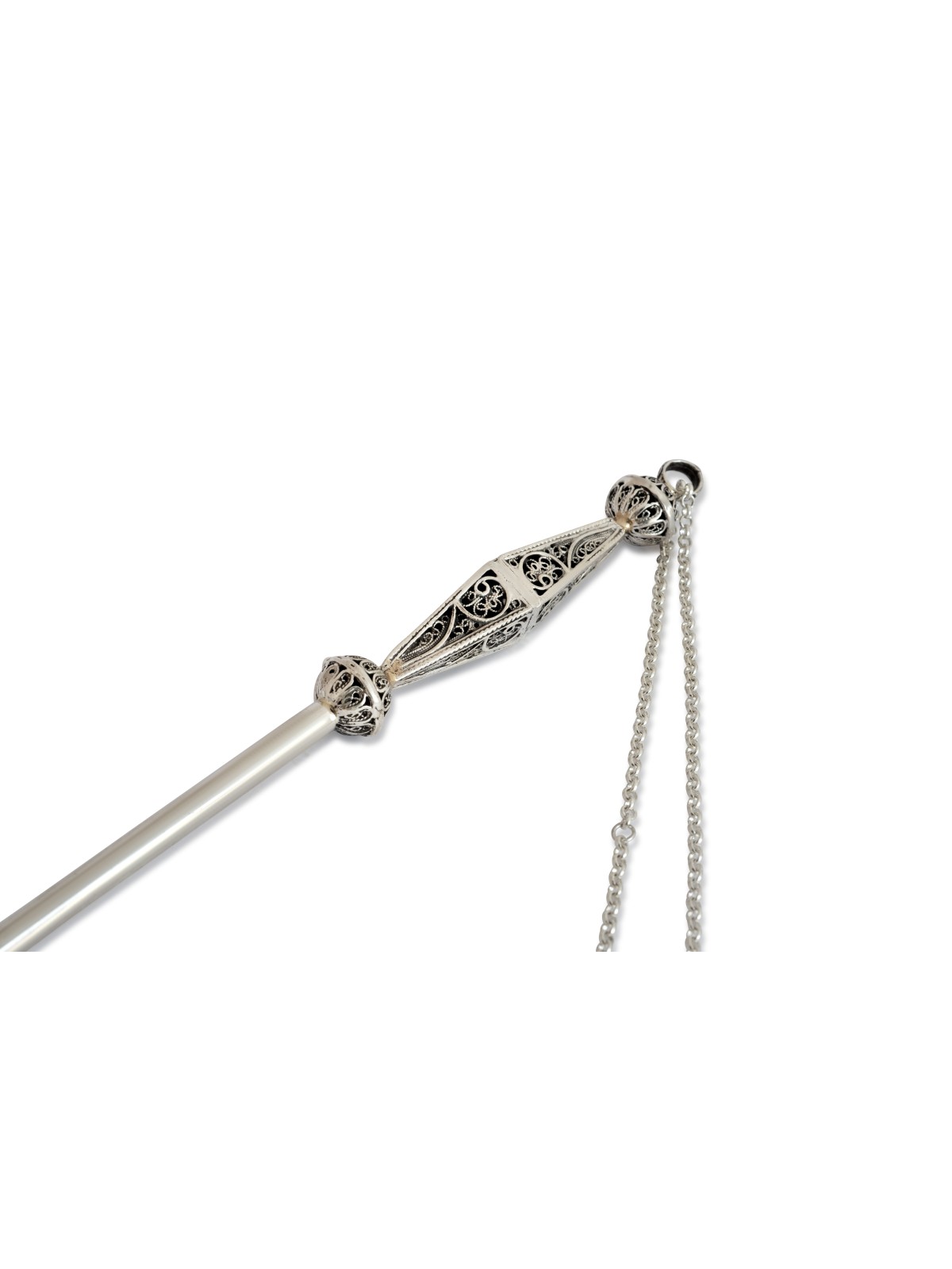 Vintage Long Silver Torah Pointer With Rhombus Sha , Passover Gifts ,