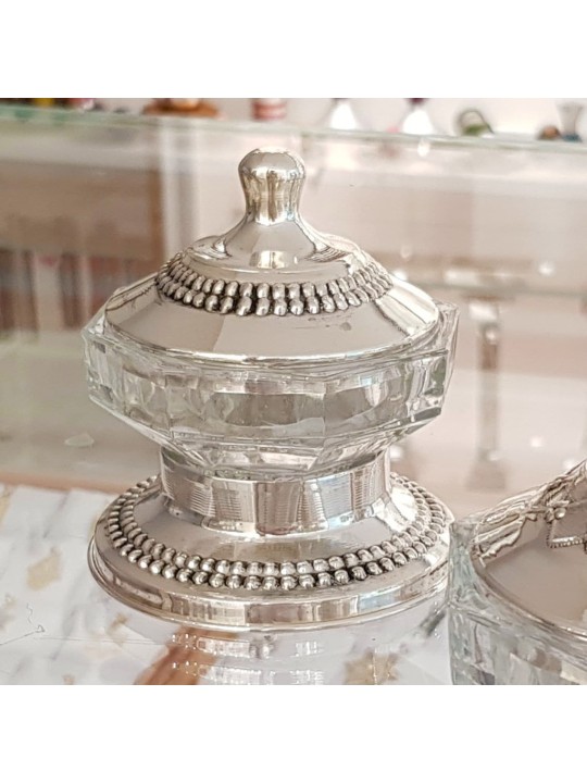 Adorable sterling silver & glass honey dish for Ro , Tu B'Av Gifts , I
