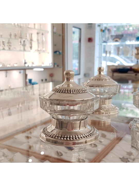 Adorable plat de miel en argent sterling et en verre pour Ro , Tu B'Av Gifts , I