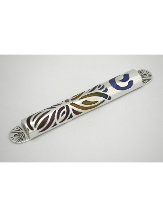 Étui Mezouza coloré unique en argent sterling, pour rouleaux de 7 cm, Israël