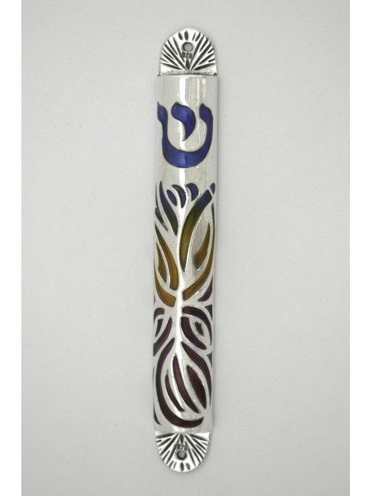 Étui Mezouza coloré unique en argent sterling, pour rouleaux de 7 cm, Israël