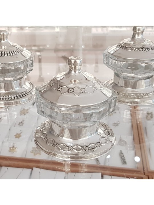 Superbe plat de miel en argent pour Rosh Hashanah Holid , Tu B'Av Gifts , I