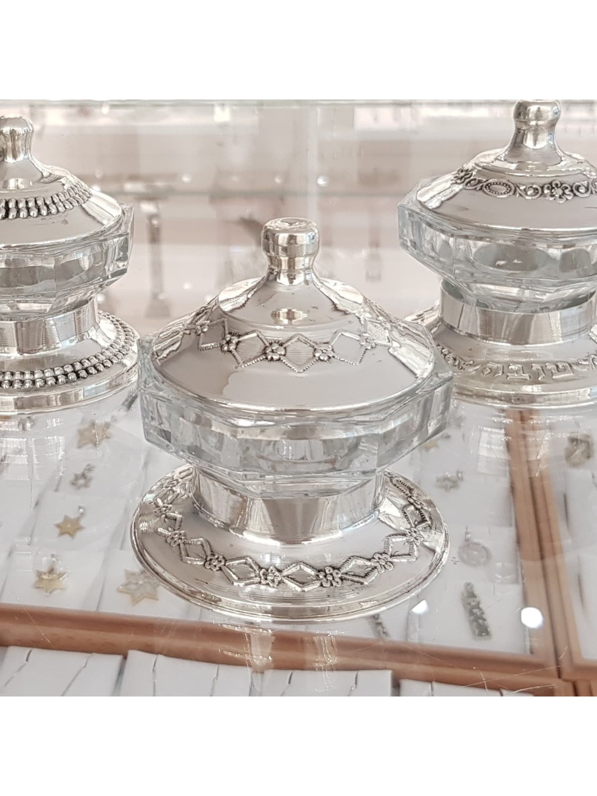 Stunning silver honey dish for Rosh Hashanah Holid , Tu B'Av Gifts , I