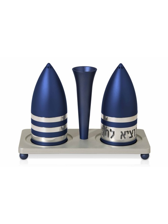סט אלומיניום בצורת רוקט של מלח ופלפל , חנוכת בית יהודית ,