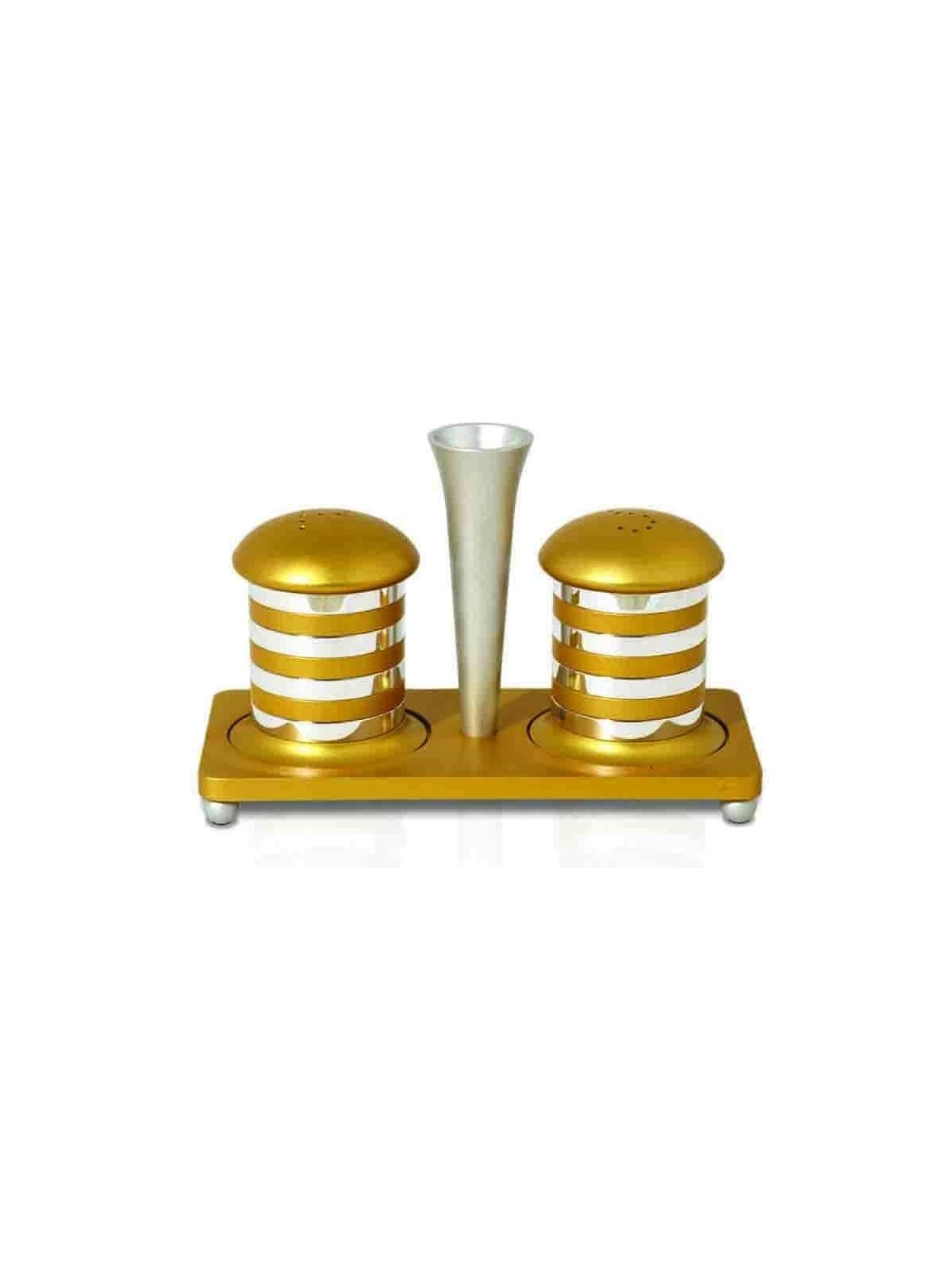Salt and Pepper Aluminum Tableware with Shiny Ring , Jewish Housewarmi