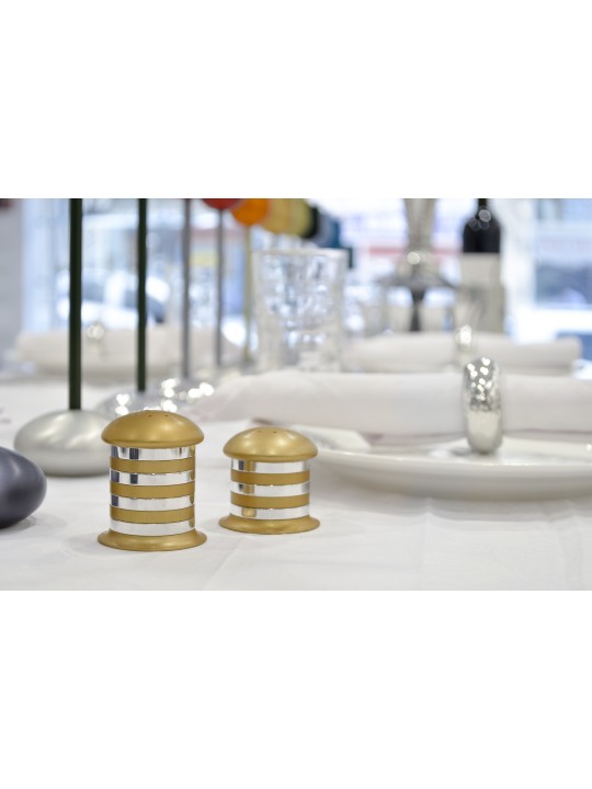 Salt and Pepper Aluminum Tableware with Shiny Ring , Jewish Housewarmi