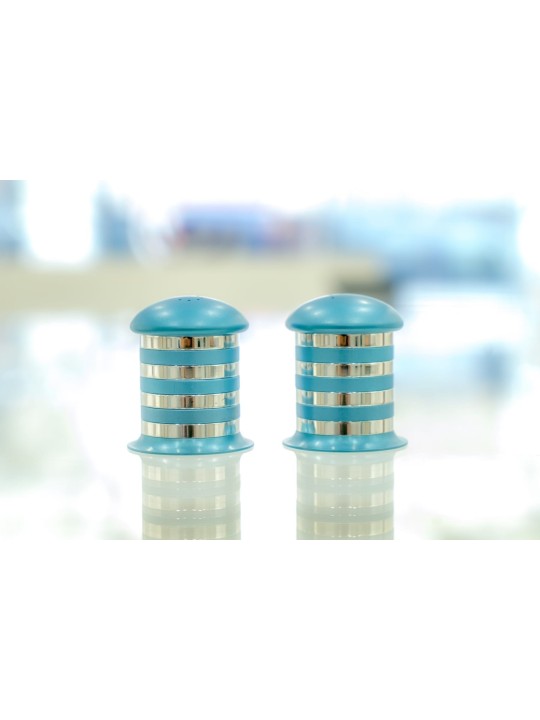 Salt and Pepper Aluminum Tableware with Shiny Ring , Jewish Housewarmi