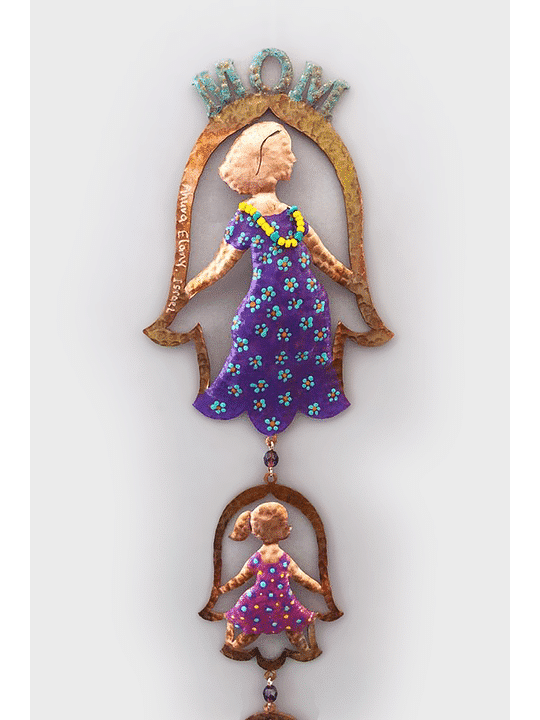 Unique 3D MOM Hamsa with Her Family Mobile , Hamsa Wall Art , Israeli