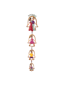 3D Hamsa Family Mobile With Hebrew Lettering , Hamsa Wall Art , Israel