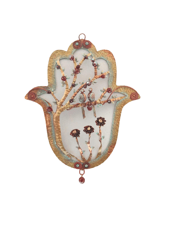 Unique Hollow Colorful Hamsa With Tree Decoration , Jewish Wedding Gif