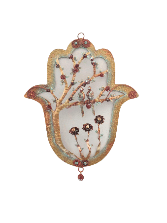 Hamsa coloré creux unique avec la décoration d'arbre, Gif de mariage juif