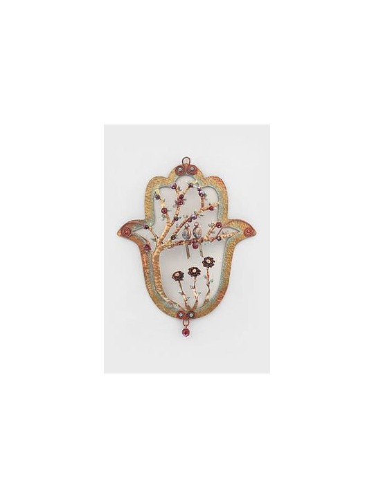 Hamsa coloré creux unique avec la décoration d'arbre, Gif de mariage juif