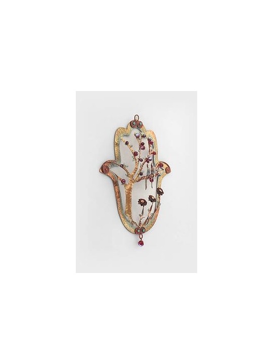 Hamsa coloré creux unique avec la décoration d'arbre, Gif de mariage juif