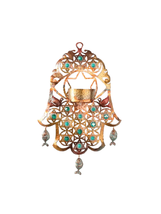 Large Candlestick and Stars of David Hamsa Wall Ha , Hamsa Wall Art ,