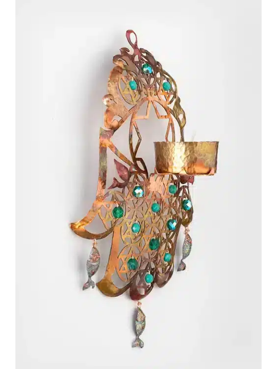 Large Candlestick and Stars of David Hamsa Wall Ha , Hamsa Wall Art ,